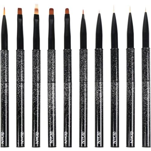 BQAN 10 PCS Nail Brush UV Gel Extension Pen Liner Drawing Brush Nail Polish Painting Drawing Brush Painting Pen Nail Art Tools