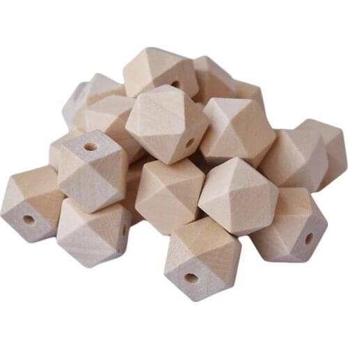50pcs natural wooden hexagonal beads diy wooden crafts polygonal wood beads hexagon modern diy necklace