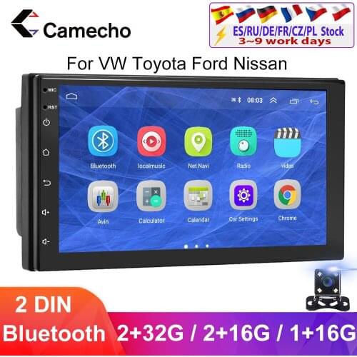 Camecho Android 9.1 Car Radio 2 Din GPS Car Multimedia Player Autoradio For VW Nissan Toyota Ford Passat b6 b7 Skoda Car Stereo