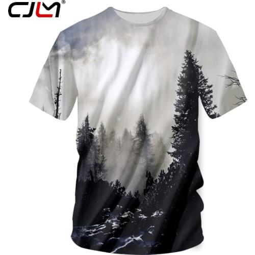 CJLM New Arrival Men 3d T-shirt Print Winter Forest Trees Quick Dry Summer Tops O-neck Short Sleeves Tees Brand Tshirts Dropship