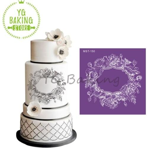 Flower Rose & Lotus Mesh Stencil Wedding Cake Decorating Tools Soft Fabric Cake Stencils Kitchen Tools Bakeware