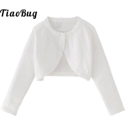 Kids Girls Knit Cardigan Sweater Coats Long Sleeve Open Front Cardigan Wedding Party Flower Girl' Bolero Shrug Children Outwear