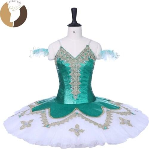 Fltoture CT9201 Professional Ballet Tutus Adult Green Color Ballet Costumes Child Custom Made Shiny Tutu Girl Ballet Nutcracker