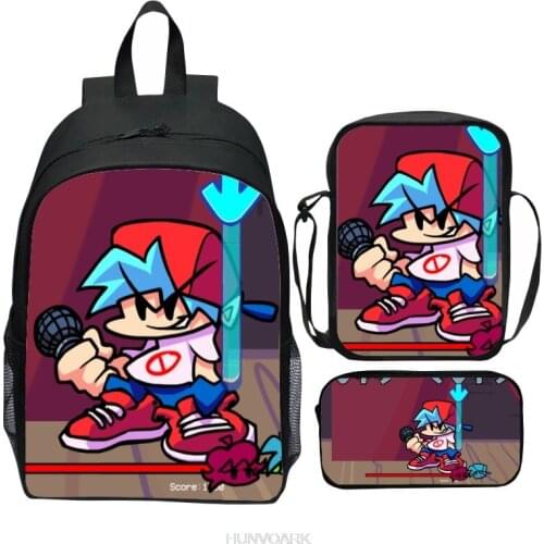 3pcs Friday Night Funkin Backpack Boys Girls Cartoon Children School Bags New Game Kids School Backpacks