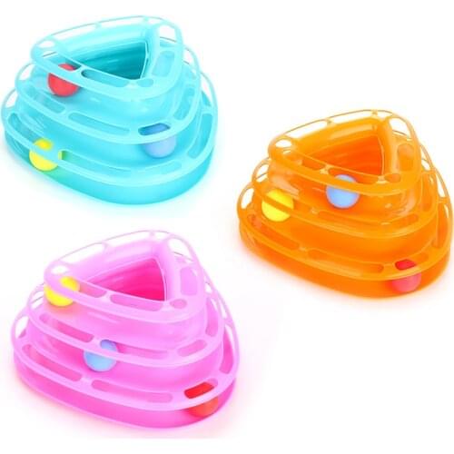 Creative Pet Cat Toys Interactive Toy Pet Training Plate Trilaminar Crazy Ball Disk Play Activity Game Triple Play Cat Toy Balls