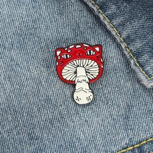 Creativity Mushroom Badge Cute Cat Face Enamel Brooch Personality Unique Lapel Backpack Jewelry Accessories Gift
