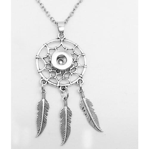 Feather Dreamcatcher snap button necklace NX2111 (fit 12mm snaps) BOBOSGIRL