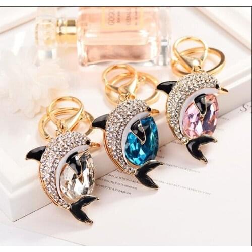 Fashion Creative Dolphin KeyChain Girls Bag Ornaments Car Exquisite Gift Birthday Gift Party Favors Brand New