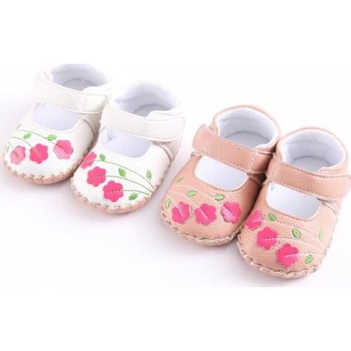 Baby PU Leather Baby Girl Baby Moccasins Moccs Shoes Flower Soft Soled Non-slip Footwear Crib Shoes