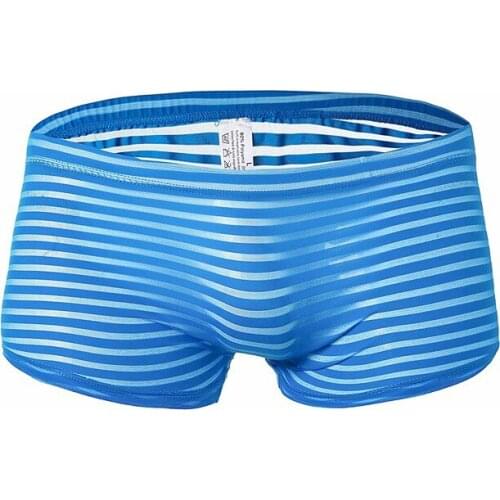 Mens Fashion Mens Underwear Breathable Elastic Boxer Shorts Fashion Low Waist Striped Boxer Shorts Summer Trend