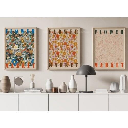 A set of 3 flower market posters, Matisse flower posters, Matisse prints, minimalist flower market, flower wall decoration