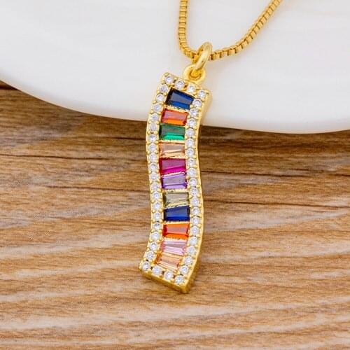 Latest Design Fashion CZ Gold Chain Rhinestone Pendant Necklace Colorful Gifts For Women Girls Statement Necklace Charm Jewelry