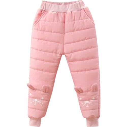New Girl Child Winter Pants Cotton Padded Thick Warm Trousers Waterproof Ski Pants Child Elastic High Waisted Baby Kid Pant