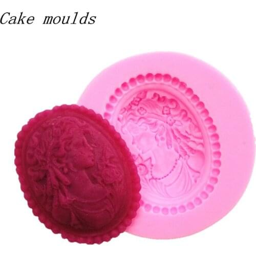 Wholesale Silicone mold RS016 woman portrait shape Fondant cake mold chocolate mold Free shipping
