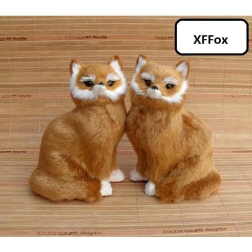 A pair of real life fox models plastic&furs simulation yellow fox dolls gift about 15x10x20cm xf1753