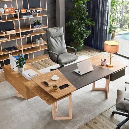 Modern Simple Design Home Desks Office Furniture Set Laptop Study Table Furniture Executive Wood Leather Standing Desk Desktop