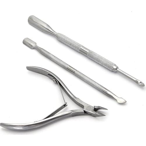 Pro Stainless Steel Push Essential Cuticle Spoon Pusher Cuticle Nippers Nail Clipper Cutter Nail Art Tools Toe Manicure