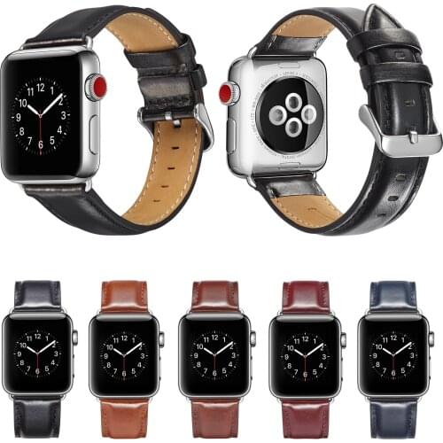 Genuine Leather Band For iWatch Series SE 6 5 4 3 2 1 Classic Wrist Bracelet For Apple Watch Strap 38mm 42mm 40mm 44mm PU Band