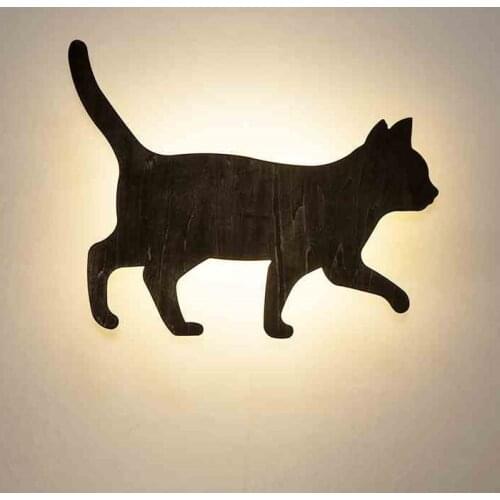 Nordic simple personality bedroom bedside living room aisle childrens room lovely cat wall lamp