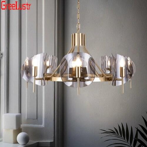 Brief Design Glass Led Chandelier Light Lustres Modern Home Deco Indoor Lighting Suspension Luminaire for Kitchen Pendant Lamp