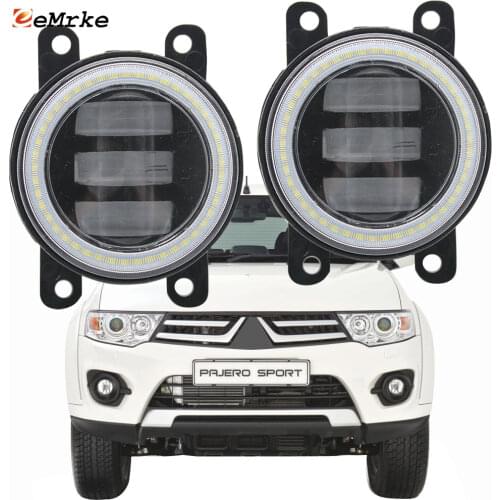 2PCS Led Angel Eye DRL for Mitsubishi Montero Pajero Sport Challenger 2013 2014 2015 LED Fog Lights Lens Daytime Running Light