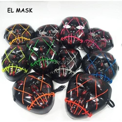 10 Color Available EL wire glowing mask Festival custom DIY Decoration mask with DC-3V Driver For Performance props