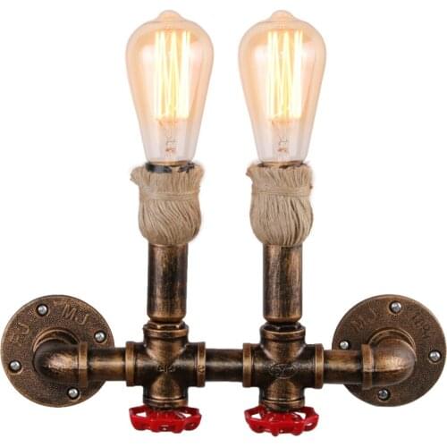 Loft Industrial Wall Light Iron Rust Water Pipe Retro Wall Lamp Vintage Steampunk E27 Sconce Lights Home Lighting Fixtures Decor