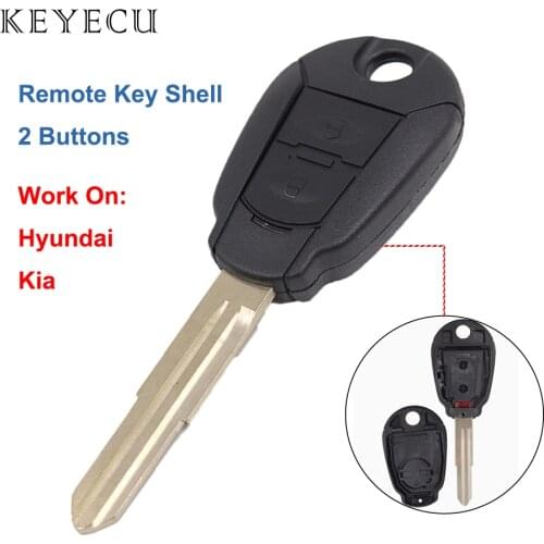 Keyecu Replacement Shell Remote Key Case Fob 2 Buttons for Hyundai for Kia Uncut Blade No Logo