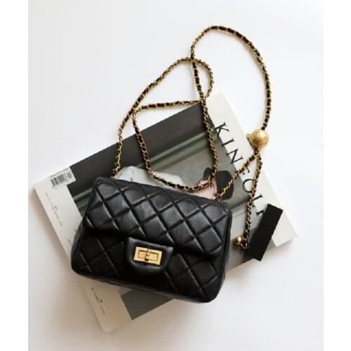 Women Genuine Leather Handbags Korean Fashion Plaid Chain Shoulder Messenger Bag Famous Classic Brand Designer Crossbody Bag