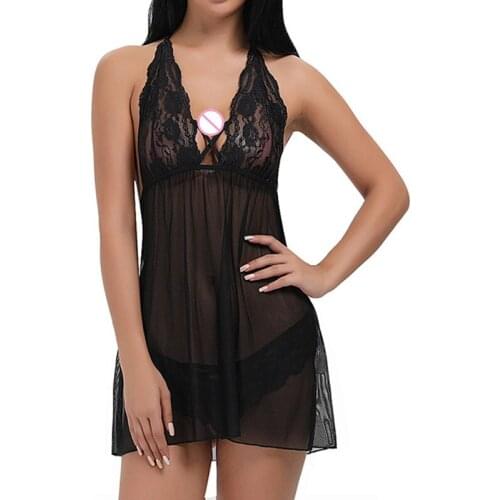 4 Color Plus Size S-XXL Womens Underwear Lace Sleepwear Lingerie Babydoll Dress Summer Solid Thin Full Slips 2018