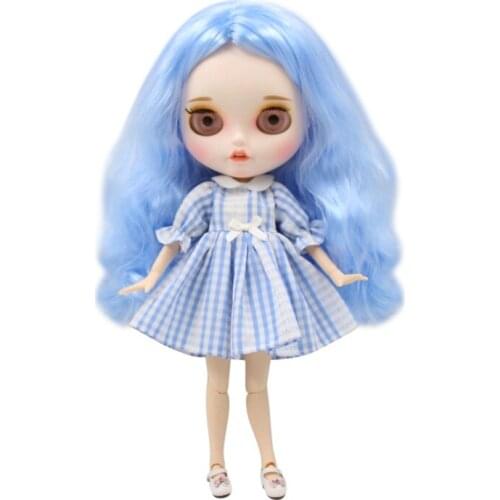 1/6 icy bjd 19 joint body 230BL6005 blue hair new matte face with eyebrows small opened-mouth SD gift cute girl
