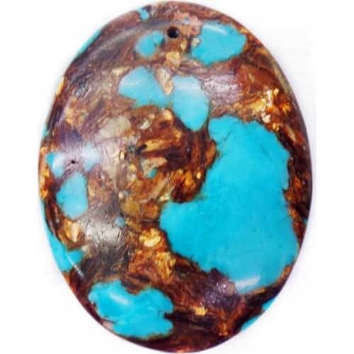 1Pcs 45x35x7mm Wholesale Blue And Bronze Sea Sediment Jasper & Pyrite Oval Pendant Bead DIY Jewelry Accessories S989