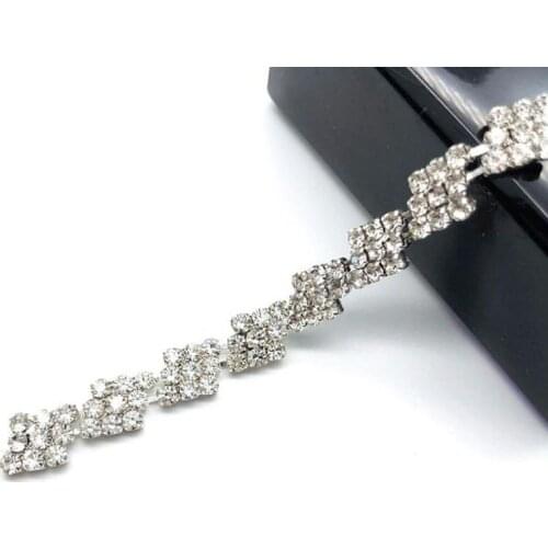 10Yards New Style High Quality Crystal Rhinestone Trim Costume Chain Silver Base Bling Bling For Bags Clothes