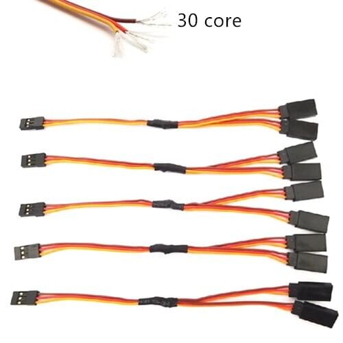 10Pcs Y Type 20cm 3Ways 30 Core Filaments DuPont Wire Extension Leads For Airplane Model Steering Serve Motor Brown-Red-Orange