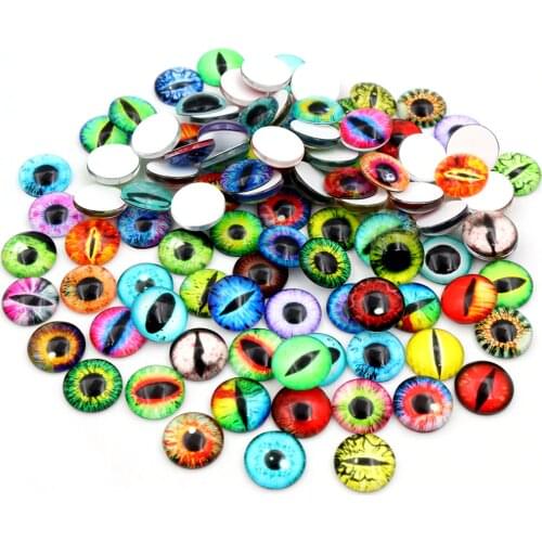 100pcs 50 pairs Dragon Eyes Cat Eye Toys Hot Sale 6mm 8mm 10mm 12mm Handmade Photo Glass Cabochons DIY Making Accessories