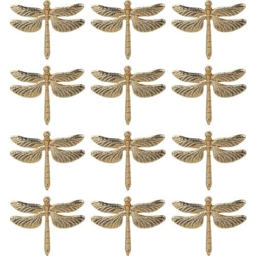 12 Pcs/Set Decorative Dragonfly Napkin Rings, Napkin Buckle Silver Napkin Ring For Hotel Wedding Holiday Table Dinner Party