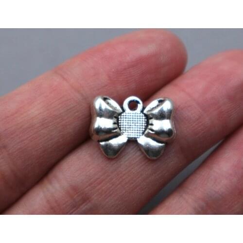 15Pcs Antique Silver Tone Bow Tie Silver Tone charms for fashion jewelry 17.5*13mm