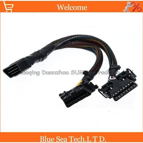16 Pin Auto OBD2 male to 2 X female adapter/extension cord/cable,2*30cm OBD cable