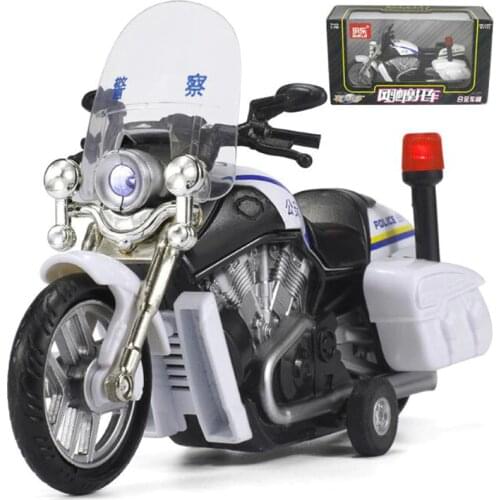 17.5CM Pull back Motorcycle Bike Bicycle Vehicle Diecast Metal Plastic Motor Patrol Police Car Model Kids children Souvenir Toys