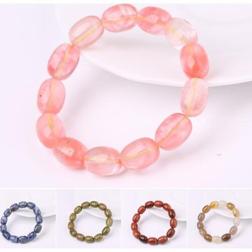 2020 Fashion 10*14MM Natural Stone Beaded Bangle Bracelet For Women Men Tiger Eye Yoga Stretch Bracelets Bangles Jewelry Gift