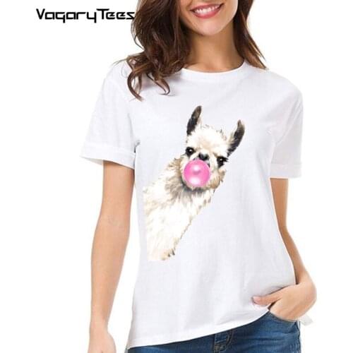 2021 Sneaky Ostrich with Bubble Gum T Shirt Animal Alpaca Farm Cute Llama Humor Happy Illustration Drawing Nursery tees