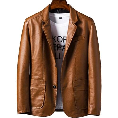 2021 Long PU Faux Leather Blazers Leather Jacket Coat Brand New Trend Slim Youth Popular Casual Youth Jackets Outerwear Coats