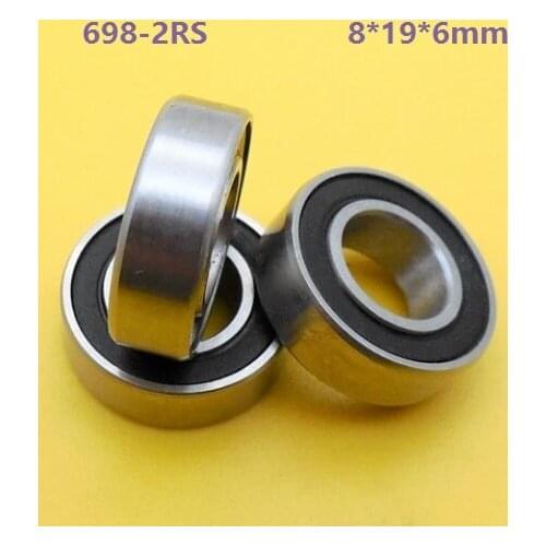 500pcs/lot 8x19x6mm 698RS 698-2RS 698 2RS RS 8*19*6mm Deep Groove Ball Bearings Double Rubber Cover Miniature Mini bearing