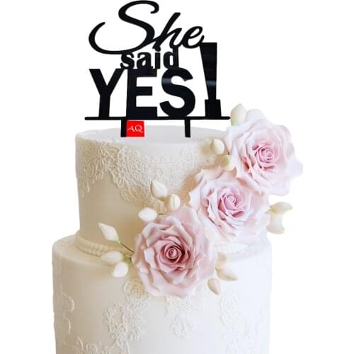 "She Said Yes" "I Choose You" Acrylic Engagement Ring Wedding Cake Topper Wedding Decoration Cake Accessorry For Anniversary