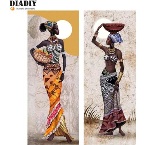 DIADIY Needlework Diamond Painting African woman Diamond Embroidery full round Drill Rhinestone Mosaic Picture Home Decoration