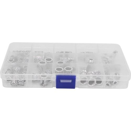 Hair Braiding Beads Hair Decoration Accessories Hair Tube Beads with Plastic Box for Dirty Braids for Beards for Necklaces for