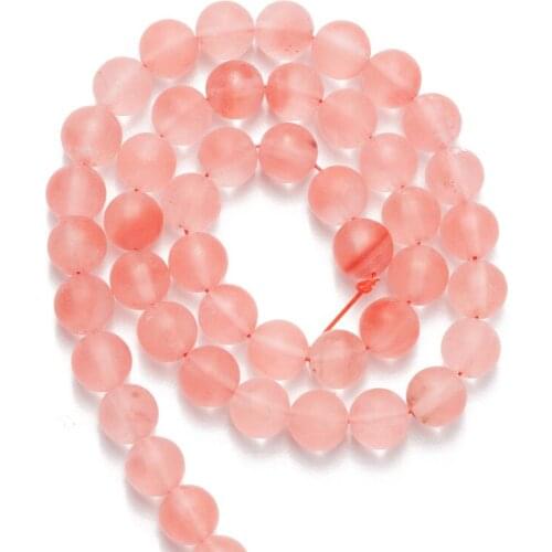 Wholesale Matte Cherry Quartz Dull Polished Natural Stone Loose Beads for Jewelry Making Necklace Bracelet DIY 4 6 8 10 12mm