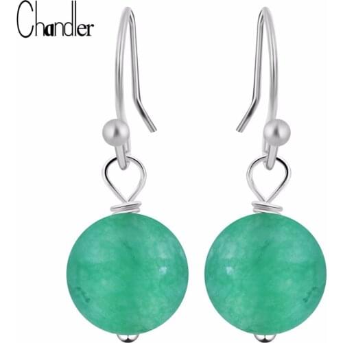 Chandler Round Red Green Loose Stone Bead Dangling Earring Piercing Chalcedony Vintage India Jewelry Bohemia Statement Pendiente