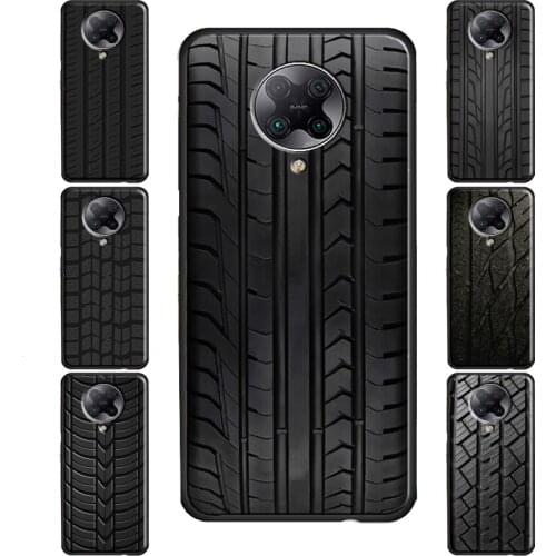 Black Tyre Tread Texture Case For POCO M3 Pro F3 F2 X3 Coque For Xiaomi Mi Note 10 Lite Mi 11 Ultra 9T 10T Pro A3
