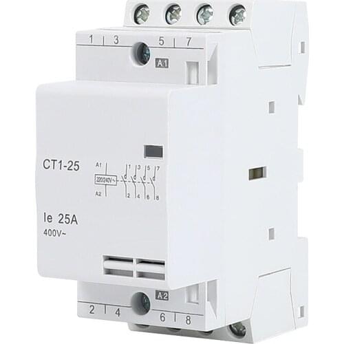 CT1-25 4P 16A 20A 25A 220V 400V~ 50/60HZ Din rail Household ac Modular contactor 4NO 2NO 2NC 4NC